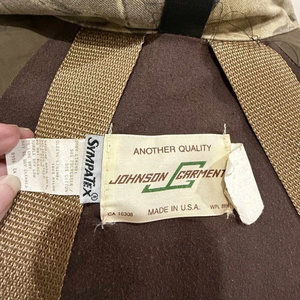 Vintage 90s Johnson Sympatex Hunting‎ Jacket Advantage Camo Made in USA Mens M